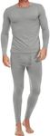 Ekouaer Mens Thermal Underwear Set WinterThermal Base Layer Bottom Fleece Lined Ultra Soft Warm for Workout Skiing, Grey, L