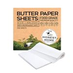 The Honest Home Co. | 200 Butter Paper Sheets, 40 GSM | 10x10" | 100% Non - Coated | FDA Approved