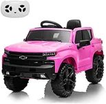 Kids Ride on Vehicle with Remote Control for 3-8 Years Toys,12V Licensed Chevrolet Silverado GMC Powered Wheels Electric Car, MP3 Music,FM Radio, Spring Suspension, LED Light,Pink