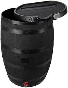 RTS Home Accents Polyethylene Premium Flat Back Eco Rain Barrel with Removable Lid, 55 Gallon, Black