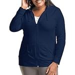 Just My Size Women's Full Zip Jersey Hoodie, Navy, 2X