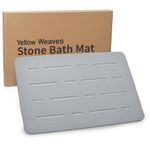 Yellow Weaves Stone Bath Mat, Diatomaceous Earth Shower Mat, Non-Slip Super Absorbent Quick Drying Bathroom, Kitchen Floor Mat, Easy to Clean (60x40 cm - Sandstone) Light Grey