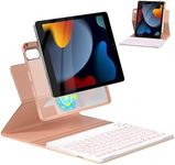 Magnetic Keyboard Case for iPad 9th/8th/7th Generation 10.2 inch, iPad Pro 10.5-inch Air 3rd Case with Pencil Holder, 7 Color Backlight BT Keyboard (2021/2020/2019/2017), Pink