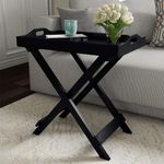 WIQOWEG Engineered Wood Lavish Home Folding End Table With Removable Tray Top, 22-Inch Tall (Black)