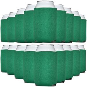 TahoeBay Blank Beer Can Cooler Sleeves (25-Pack) Bulk Sublimation Blanks for Vinyl Plain Soft Foam Can Sleeves Coolers for Soda Cans & Bottles Black, White, Assorted Solid Color (Kelly Green)