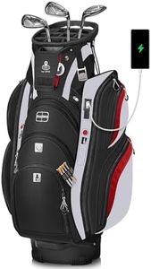 Vancropak Golf Cart Bag, Golf Gifts for Men with 15 Way Divider Top, USB Charging Port, Waterproof Protective Rain Cover, Shoe Compartment, Cooler Pocket, Tracker Slot, Umbrella Holder, Golfer Gifts