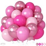 Pink Mixed Balloons Set, 12 Inch Hot Pink Pastel Pink Metallic Pink Latex Balloons Party Balloons for Pink Party Wedding Baby Shower Girls Princess Birthday Party Decorations