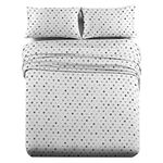 Royal Tradition Heavyweight Flannel, 100-Percent Cotton Split King 5PC Sheets Set for Adjustable Beds, Polka Dots Print, 170 GSM