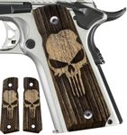 Zib Grips, 1911 Punisher Elegance Series, 1911 Wooden Pistol Grips, Ambi Safety Cut for 1911 Full Size, 1911 Accessories, 1911 Parts (Punisher Elegance Fade)