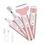 Mcbazel Cordless Electric Lady Shaver, Facial Epilators for Woman, 4 in 1 USB Rechargeable Hair Remover for Face & Body Hair Removal,Eyebrow Trimmer,Armpit, Bikini and Leg - Pink