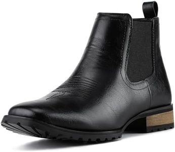 JASONSTAR Chelsea Cowboy Boots for Men Square Toe Western Boots Classic Casual Work Ankle Boots-botines para hombre