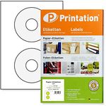 CD, DVD labels, white, self-adhesive, round, opaque, printable, 50 stickers on 25 sheets of DIN A4 paper, diameter 117 mm, made in Germany