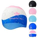 Star Branded Silicone Swimming Cap, Durable & Waterproof Swim Cap for All, Kids, Adults, Men & Women. Non-Slip, UV Protection, Customizable Fit, Latex-Free.