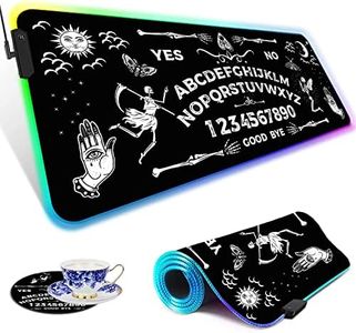 RGB Gaming Mouse Pad Large Mouse Pad Desk Mat Led Mouse Pad Light-up Mouse Pad, Large Keyboard Pad, Optical Waterproof Non-Slip, Great for Gamers, Ouija Board Pattern