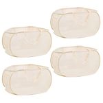 Rubruan 4 Piece Popup Mesh Laundry Basket Durable Handles Collapsible Laundry Baskets Folding Clothes Pastic Hamper for Laundry Room College Dorm (Beige)