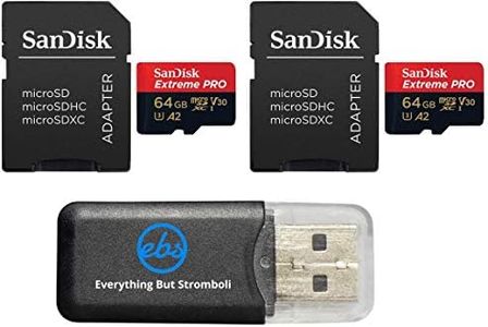 SanDisk 64GB Micro SDXC Extreme Pro Memory Card (2 Pack) Works with GoPro Hero 8 Black, Max 360 Action Cam U3 V30 4K Class 10 (SDSQXCY-064G-GN6MA) Bundle with 1 Everything But Stromboli Card Reader