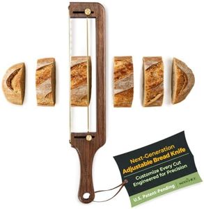 keechee Walnut Wood Adjustable Bread Knife – Upgraded Bread Slicer for Homemade & Sourdough Loaves, Serrated Stainless Blade with Precision Thickness Guide, Gift for Artisan Bakers