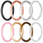 ThunderFit Thin and Stackable Silicone Rings for Women, Rubber Wedding Bands for Women Engagement Diamond Pattern 2.5mm Wide 2mm Thick - 1/4/6/8/16 Variety Multipack