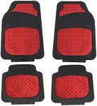 FH Group Automotive Floor Mats - Heavy-Duty Metallic Rubber Floor Mats for Cars, Universal Fit Full Set, Climaproof & Trimmable Floor Mats for Most Sedan, SUV, Truck, Red