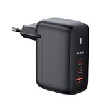 iCreator 65W Super Fast Gan Charger Adapter With 3 Ports - Black | PD & USB Ports | Compatible With Macbook, All iphones, ipads, Smart Phones & Laptops | Safe & Reliable Multi Device Charging