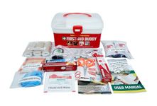 JAYCO First Aid Kit Will All Items Inside Plastic Box - First Aid Buddy By Add-On Safety, White