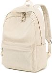 School Backpack for Teens Large Corduroy Bookbag Lightweight Girls Boys Casual High School College 17 inch Laptop Travel Bag, Beige, 17 inch, Classic