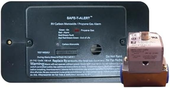 Safe-T-Alert 25-742-R-BL-TR-KIT Flush Mount Combination Carbon Monoxide/Propane Alarm with Trim Ring 12V DC Hard Wire with Solenoid Valve - Black