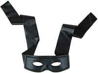 Skeleteen Black Burglar Masquerade Mask - Faux Leather Costume Bank Robber Thief Mask With Tie Strings