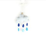 AGD Handmade Rainy Cloud Ornament, Cloud Water Drops Kids Bedroom Wall Hanging, Baby Cot Decor, Gender Neutral Nursery, Baby Shower Birthday Gifts and Favours