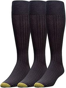 Gold Toe Men's Canterbury Over-The-Calf (Three-Pack) dress socks, Black, One Size US