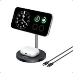 Anker MagGo 2-in-1 Wireless Charging Station, MagSafe Charger Compatible, Qi2 Certified 15W Wireless Stand, Apple Watch Charger for iPhone 16/15/14 Series, AirPods (No AC Adapter)