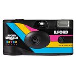 Ilford Ilfocolor Rapid Retro Single Use Camera with 31mm Optical Lens, Pre-Loaded 27-Exposure ISO 400 Color Negative Films, and Built-in Flash (Black)