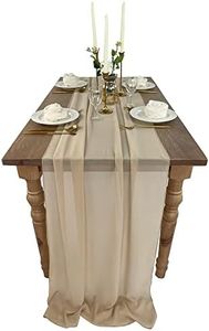 BTF Home Chiffon Table Runner: 10ft Romantic Wedding Runner Sheer Bridal Party Decorations (29 x 120 inch, Beige)