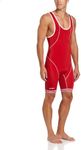 ASICS Men's Snap Down Wrestling Singlet (Red/White), 3X-Small