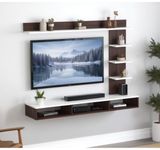 ClufRox 48 inch MDF C Shaped Wall Mounted TV Unit, Floating Cabinet for Wall for Living Room/Kid's Room/Bedroom Suitable for Upto 48 inches Smart tv (C Style Cabinet, Wenge White)