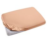 Hafaa Single Fitted Sheet – Easy Care 25 cm Deep Brushed Microfibre Elastic Peach Fitted Bed Sheets- Shrinkage and Fade Resistant (91 x 191 cm)
