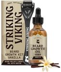 Striking Viking Beard Growth Kit – Beard Growth Oil with Roller for Thickening and Conditioning - Naturally Derived Beard Serum for Facial Hair Growth for Men, Vanilla 2 Fl Oz (Pack of 2) - Beard Oil