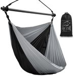 Hammock Chair Swing Chair, Hanging Chair for Outdoor Indoor, Large Lightweight Swing Chair for Adults, Portable Hammock Chair for Camping (Black, Gray)