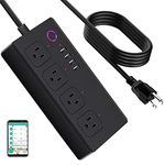 WiFi Smart Power Strip,WiFi Smart Plug Extension Lead, 4 AC Outlets and 4 USB Charging Port,10Amp,Compatible with Alexa/Google Home, No Hub Required,ETL Listed,FCC Certified,Black