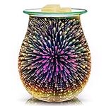 EQUSUPRO 3D Glass Electric Wax Melts Warmer Wax Burner Melter Fragrance Warmer for Home Office Bedroom Living Room Gifts & Decor (3D Fireworks)