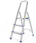 Aluminum 3 Step Ladder, Folding Step Ladder Anti-Slip with Rubber Feet, Lightweight Multi Purpose Portable Home Ladder