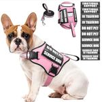 Service Dog Harness and Leash Set, Training Dog Vest with 10 Dog Patches, Emotional Support Therapy Dog Vest Harness for Small Medium Large and Extra Large Dogs(Pink, M)