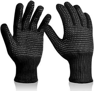 Sopito Heat Resistant Gloves with Silicone Bumps, Professional Heat Gloves for Hair Styling, Heat Proof Glove Mitts for Curling Iron Wand Flat Iron, Heat Protection Gloves for Sublimation, Black