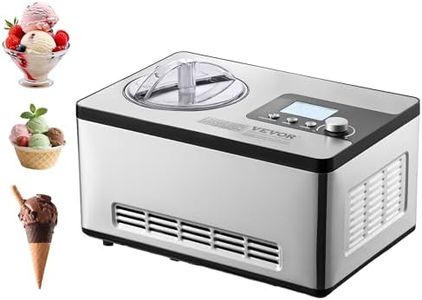 VEVOR Automatic Ice Cream Maker with Built-in Compressor, 2 Quart No Pre-Freezing Fruit Yogurt Machine, Stainless Steel Electric Sorbet Maker, 3 Modes Gelato Maker with LCD Display & Timer, Silver