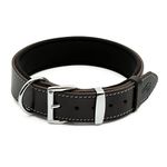 Tuberk Soft Padded, Genuine Leather, Luxury Durable and Strong Adjustable Dog Collar -Made in Turkey- (XL (22,5" - 25,5"), Black)