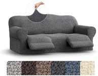 PAULATO BY GA.I.CO. Recliner Cover – Soft Form-Fit Slipcover – Stretch 1-Piece Reclining Furniture Protector – Machine Washable Fabric – Dark Grey (Reclining Sofa 63"-91" Wide)