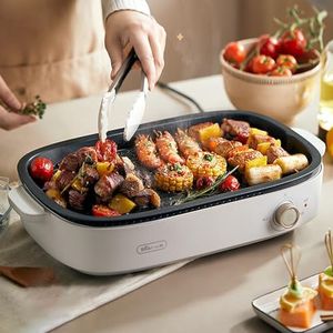 Electric Smokeless Indoor Griddle, 1200W Fast Heat Up BBQ Grill, Flat Top Grill, Nonstick Cooking Plate, Knob Temperature Control, Detachable & Dishwasher Safe, Cool-touch Handles