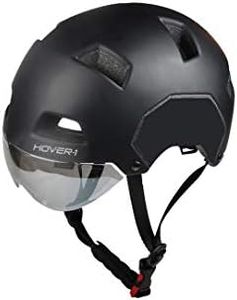 Hover-1 GR-300 Impact Resistant Adult Helmet | For Ages Above 14, Detachable Magnetic Visor, EPS Foam Protective Padding for Comfort, Adjustable Straps & Secure Buckle, Medium, Black