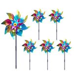 Yaclonq 6 Pack Colorful Reflective Bird Repellent Windmill, Reflective Birds Deterrent, Repellent Windmills Scare Birds, Protect Garden Crop Fruit Flower,Reflective Pinwheels With Stakes