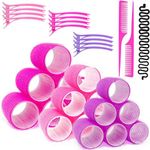 HIMU Hair Rollers With Clips - 37 Pcs Of Hair-friendly, Heatless Hair Rollers For Long Hair & Short, 18 Rollers For Hair, 12 Clips, 2 Rat Tail Comb,1 Braid Device, Hair Curlers & Storage Bag